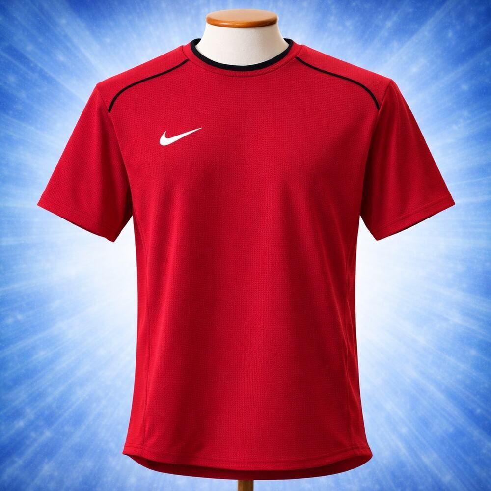 VTG Nike Sphere Red Black Mesh Insert Soccer Total 90 Shirt S